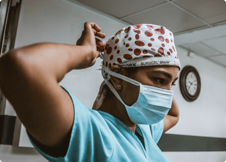 Woman wearing surgical mask